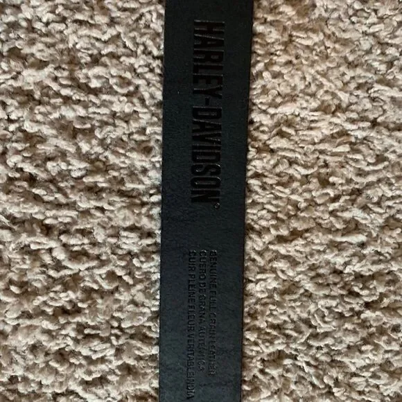 Harley-Davidson Men's XL 42/44 Embossed Genuine Leather Belt, Black New - Picture 6 of 9